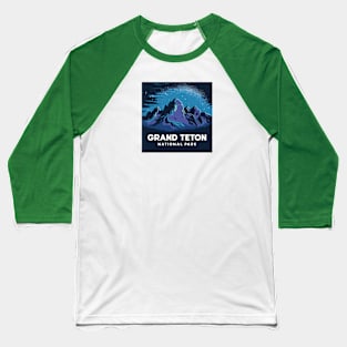 Grand Teton National Park At Night Baseball T-Shirt